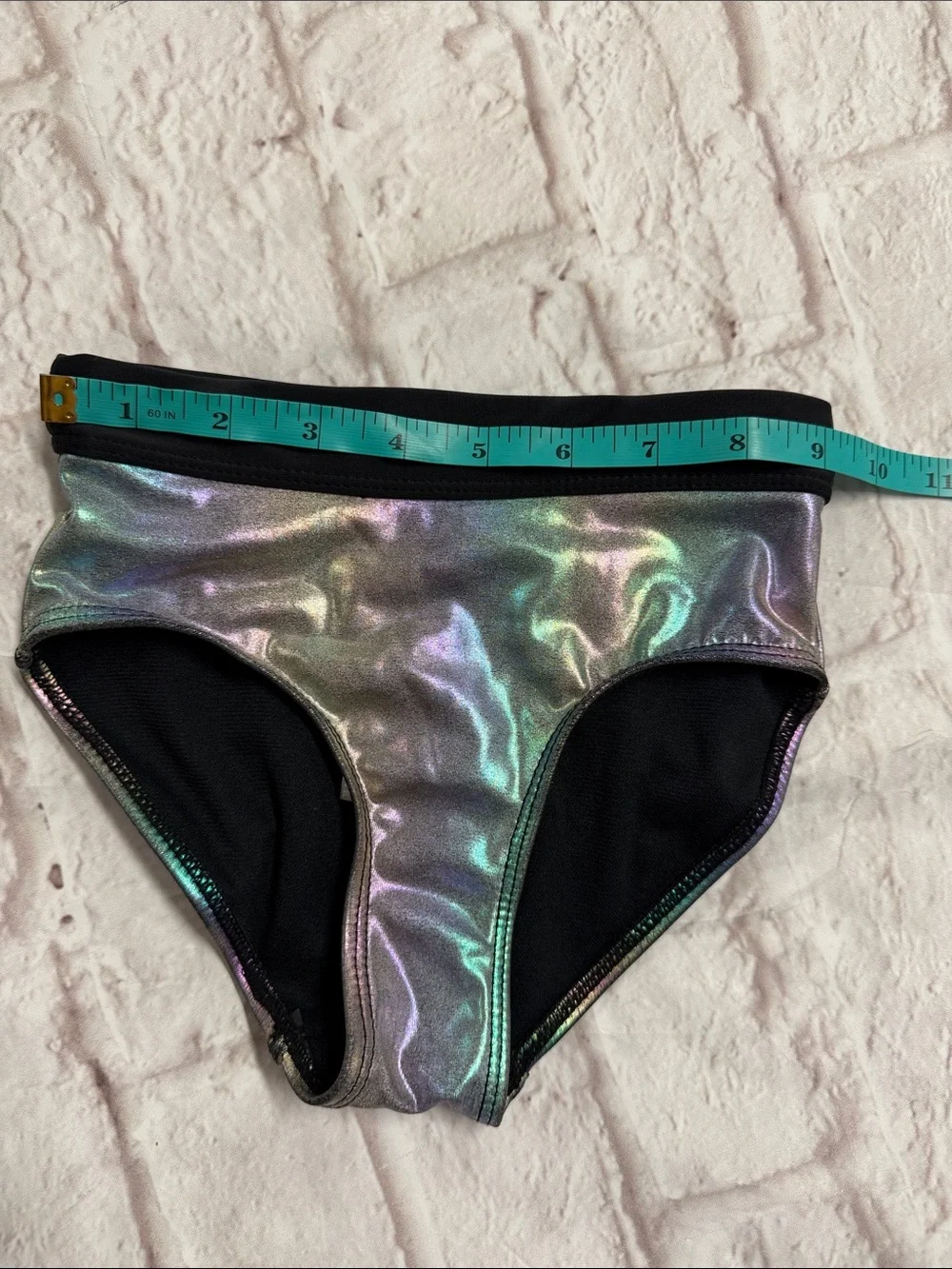 Justice Iridescent Shell Two-Piece Swim Set with Black Trim